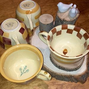 Vintage Bath & Body Works 4 Mugs Soup Bowls Fall Vibes Harvest Decor